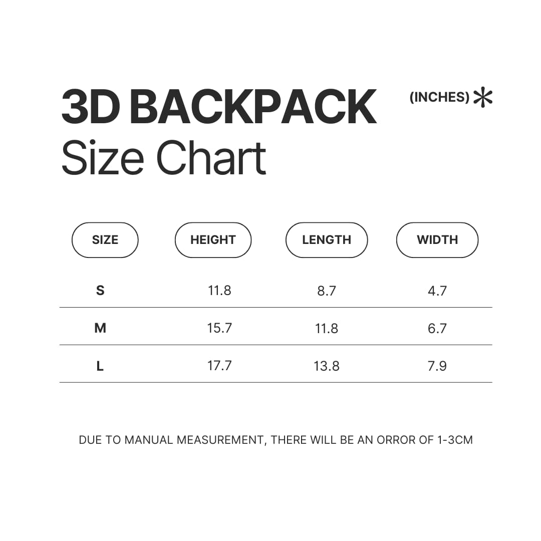 3D Backpack Size Chart - Shin Megami Tensei Store