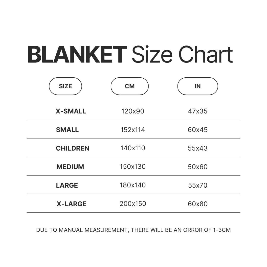 Blanket Size Chart - Shin Megami Tensei Store