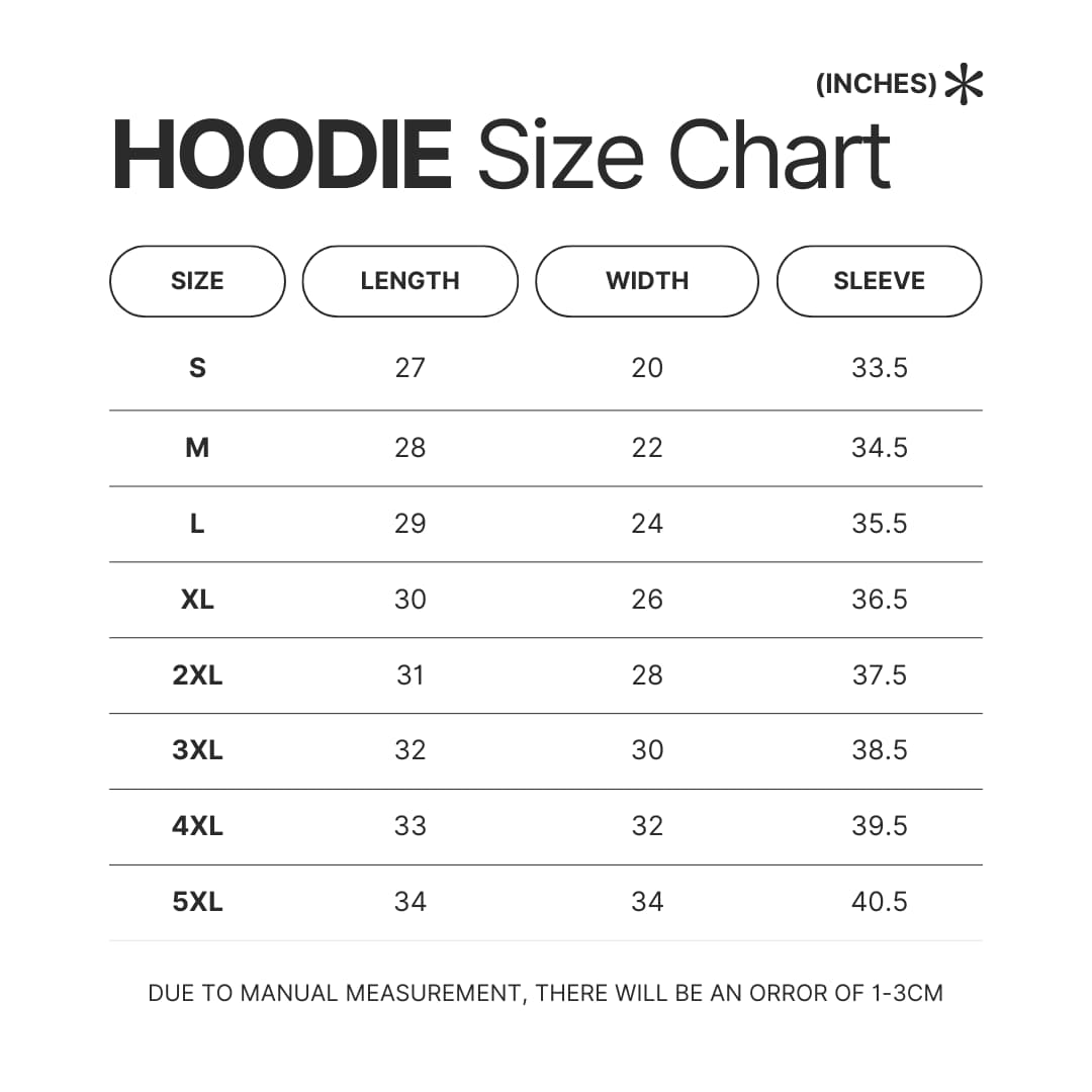 Hoodie Size Chart - Shin Megami Tensei Store