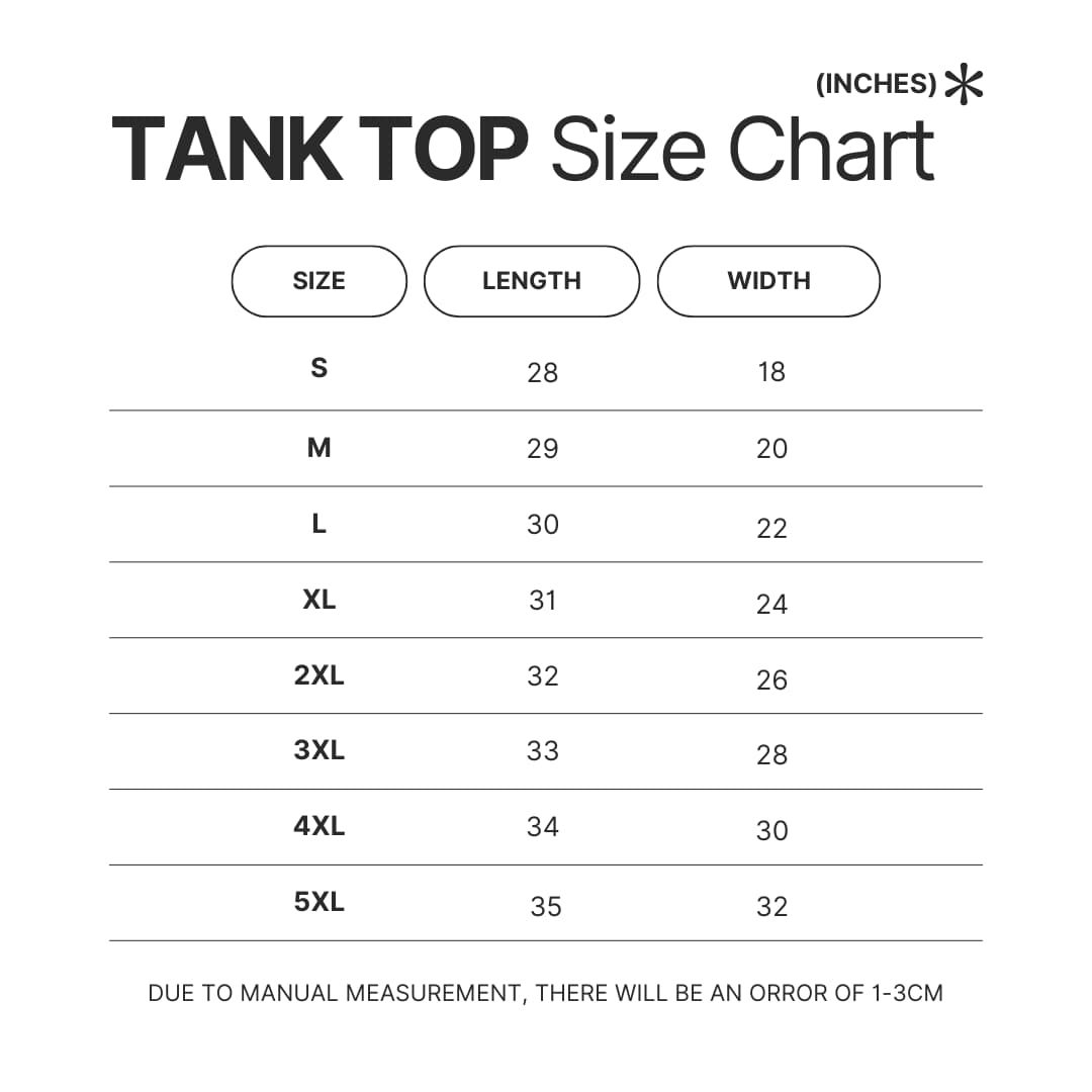 Tank Top Size Chart - Shin Megami Tensei Store