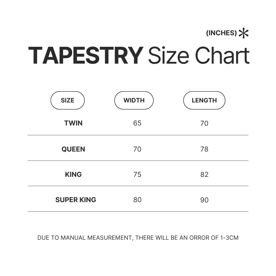 Tapestry Size Chart - Shin Megami Tensei Store