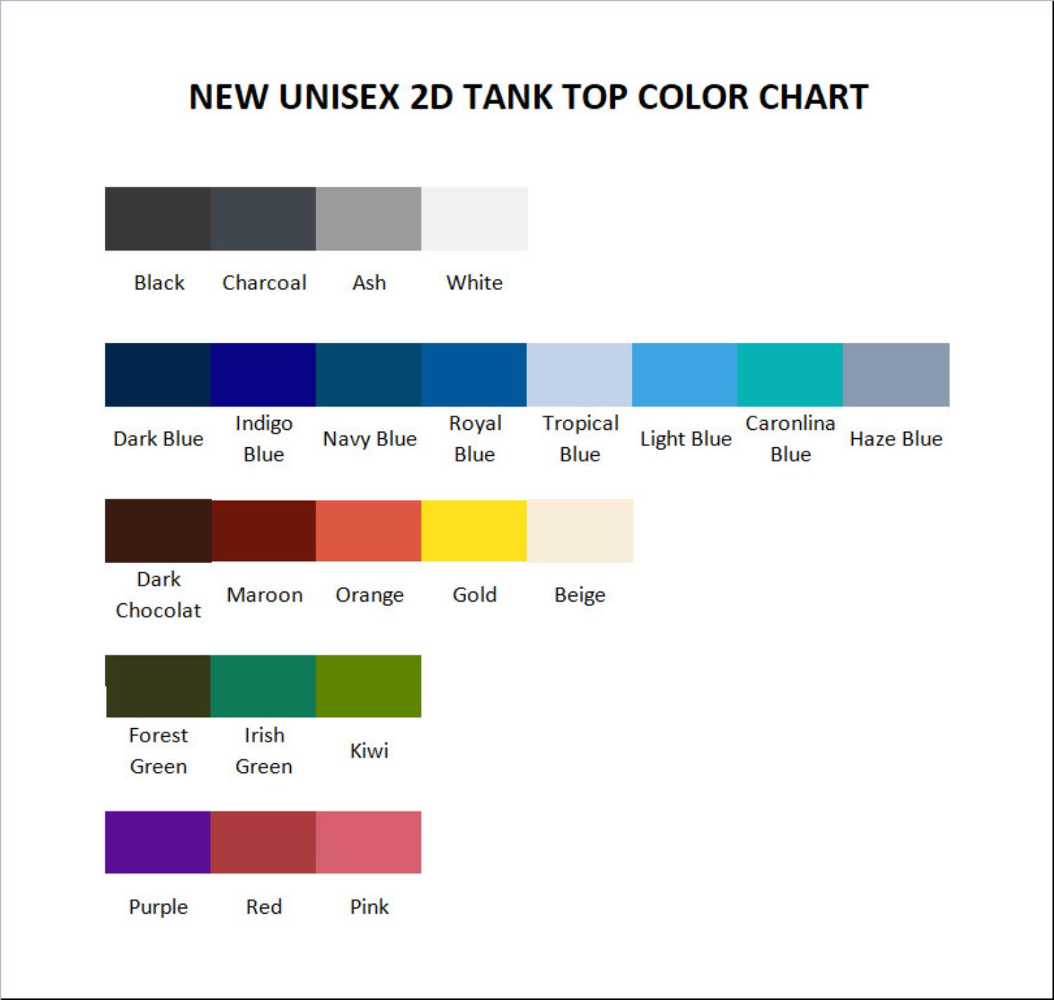 tank top color chart - Shin Megami Tensei Store